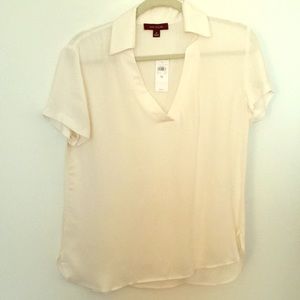 Ann Taylor ivory collared blouse size M